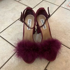 Steve Madden Fuzzy Burgundy/Purple Heel